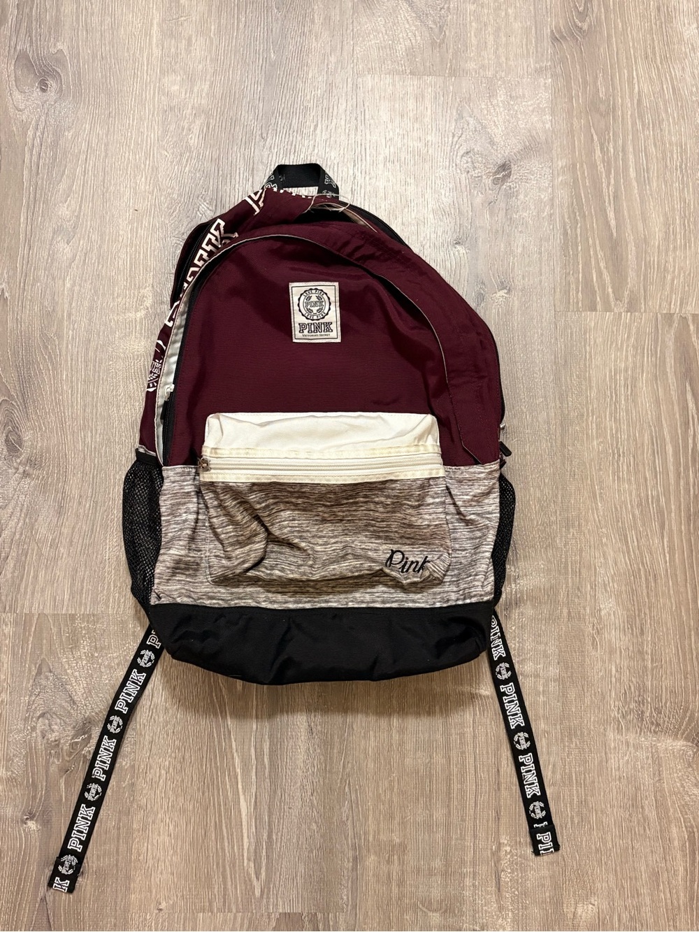 PINK Victoria's Secret Maroon, Cream & Black Women’s Backpack